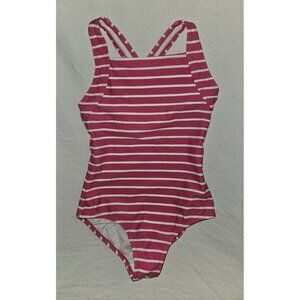 Hanna Andersson Pink/White Striped One Piece Swimsuit 120/8